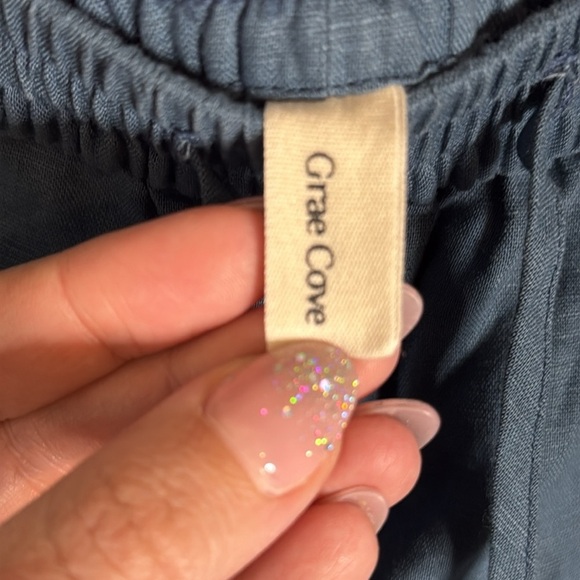 Grae Cove Blue Linen Cotton Pull On Pants Size XL - Picture 2 of 6